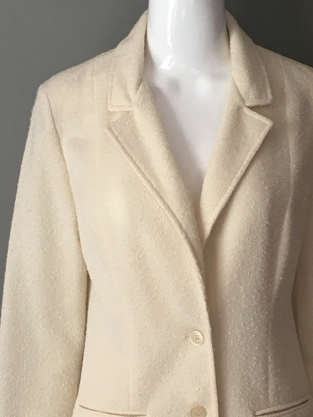 Vintage 70s Cos Cob Ivory 2 Piece Outfit Skirt & Jacket Blazer S M Exc Condition