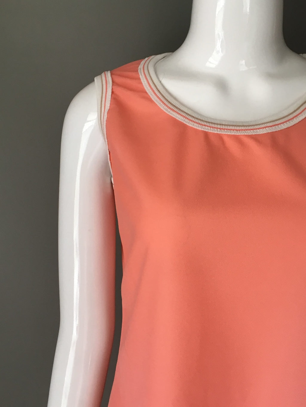 Cutest Vtg 70s Jantzen Peach Poly Sleeveless Scoop Neck Poly Top Indie Mint L