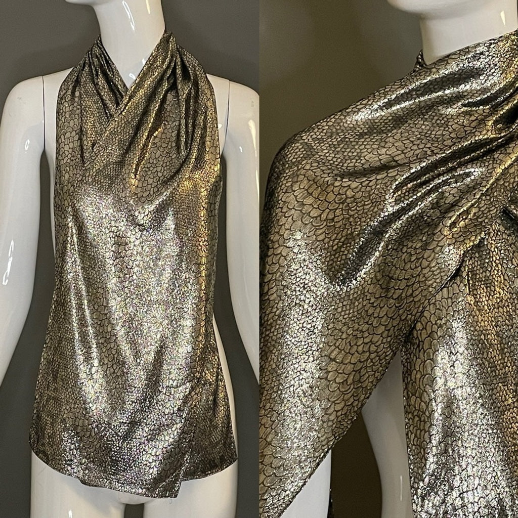 Gorg Vintage Metallic Snakeskin Scarf 10 In by 60 In Excellent Condition