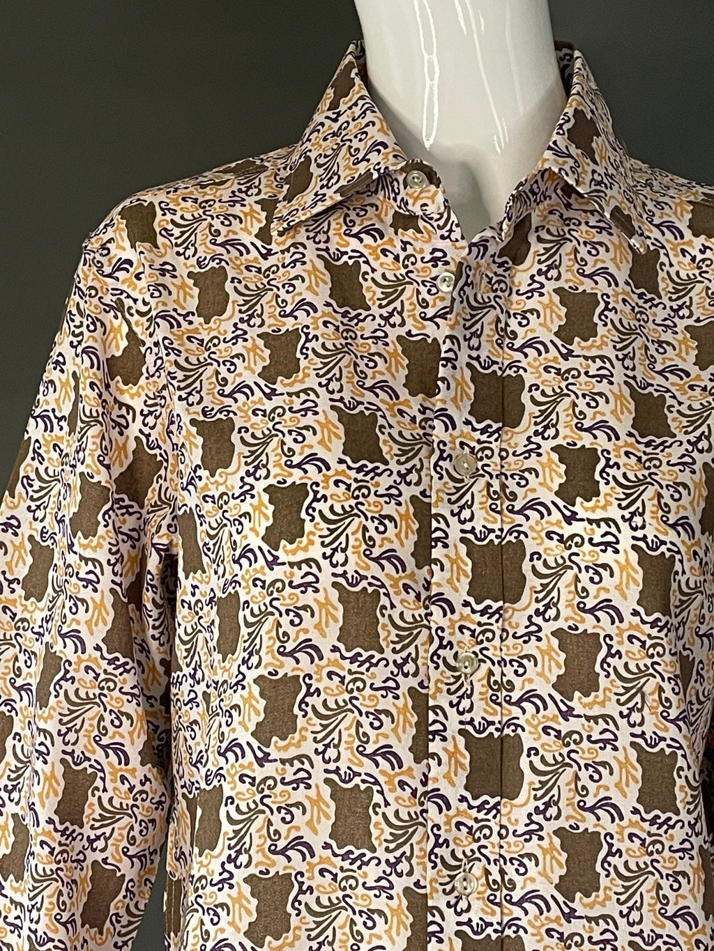 Vtg 70s Unworn New Old Stock Indie Print Button Up Top Blouse 38 M L Mint Indie