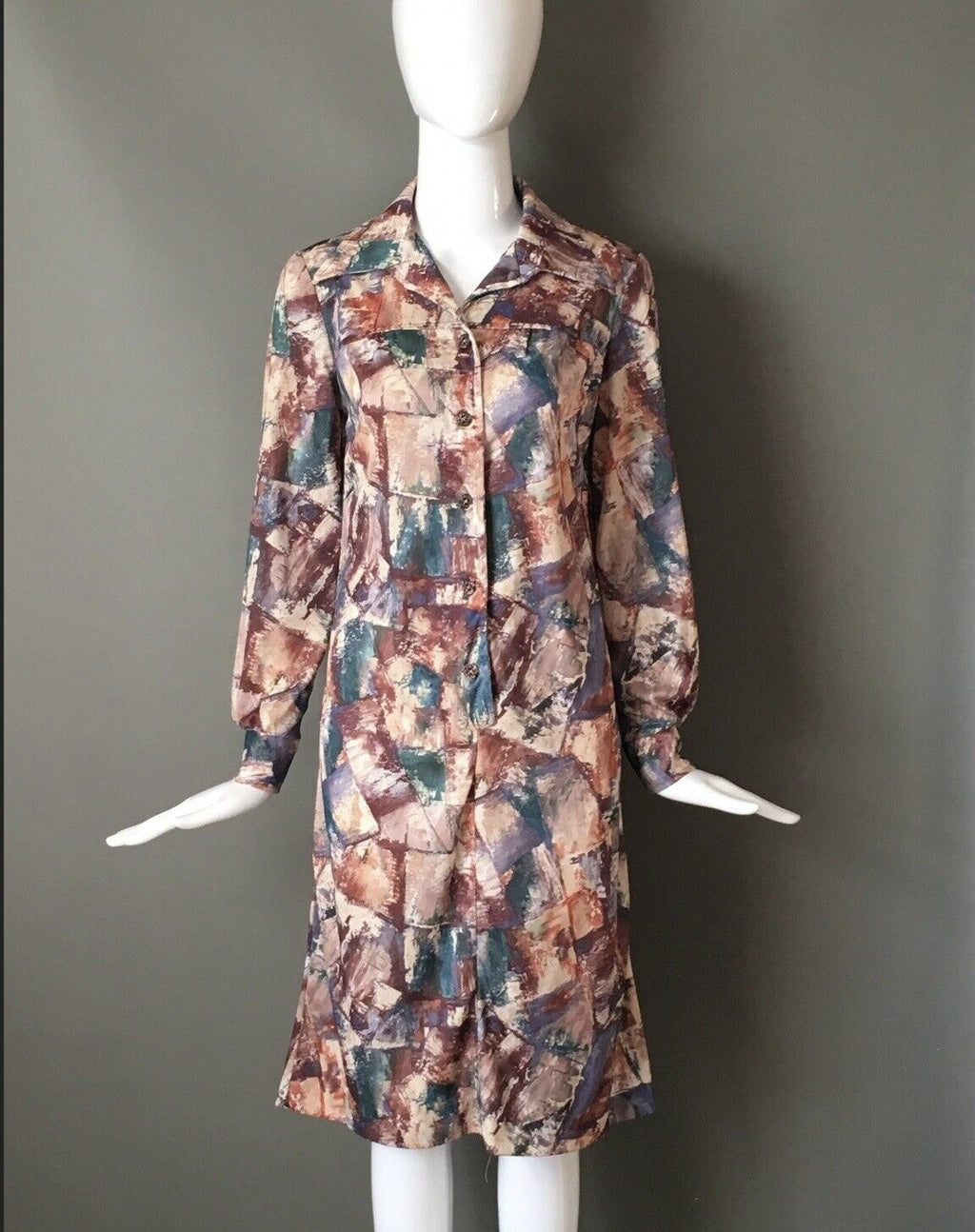 Vintage 70s Shirt Dress Asheboro Label M