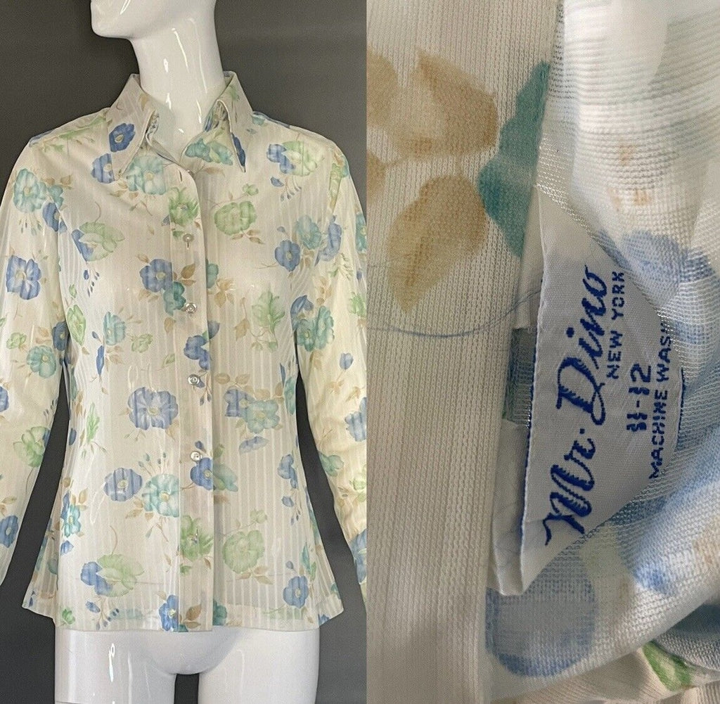 Vintage 70s Mr Dino Button Up Top Blouse 11 12 M