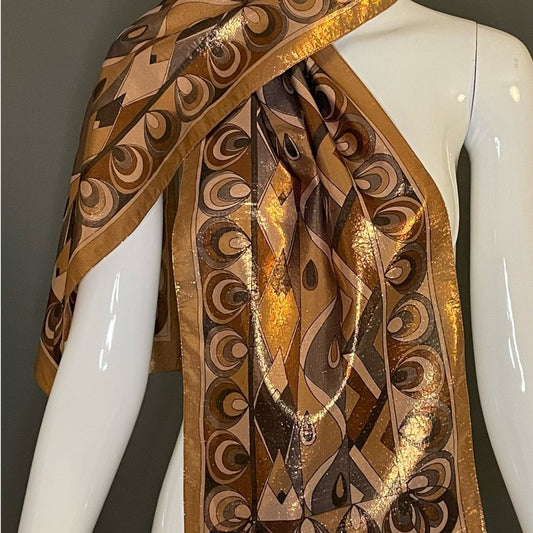 Gorg Vintage Copper Metallic Scarf 10 by 43 In Excellent Condition