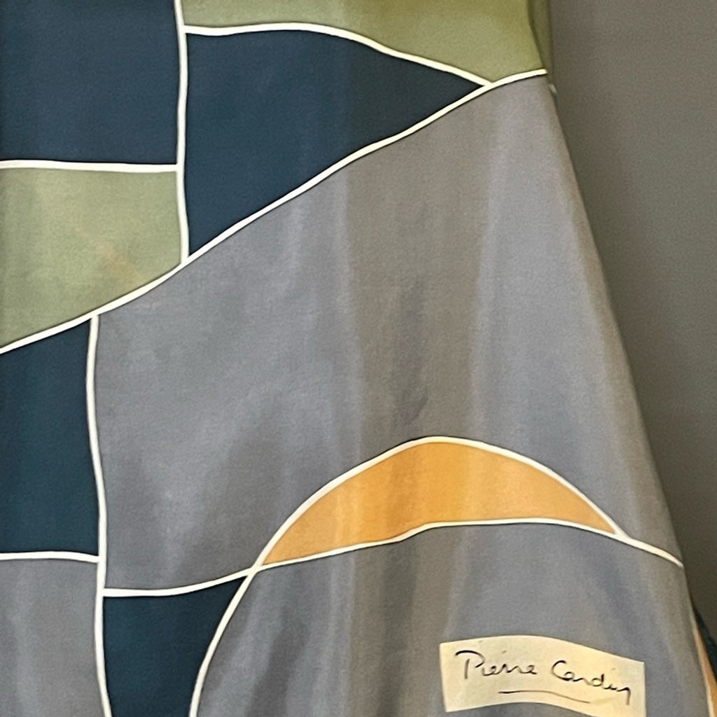 Vintage Pierre Cardin Silk Scarf Mosaic Print 30 In Sq Fair to Good Condition