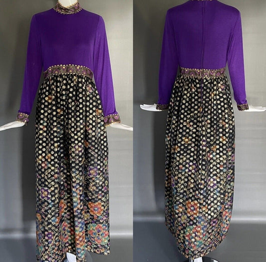 Sandine Originals Dress Size M Metallic Groovy Boho Hippie 1970s Excellent Cond