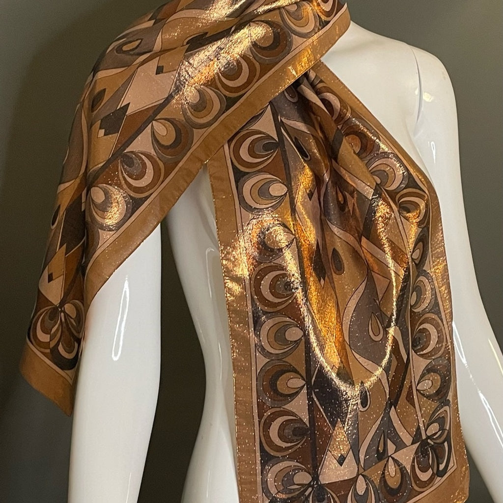 Gorg Vintage Copper Metallic Scarf 10 by 43 In Excellent Condition