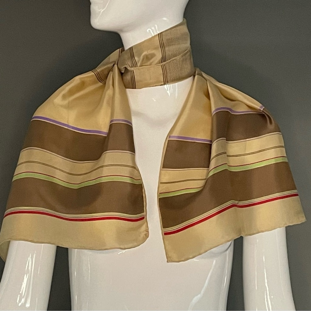 Vintage Echo Silk Scarf Striped Print 15 by 46 Fair to Good