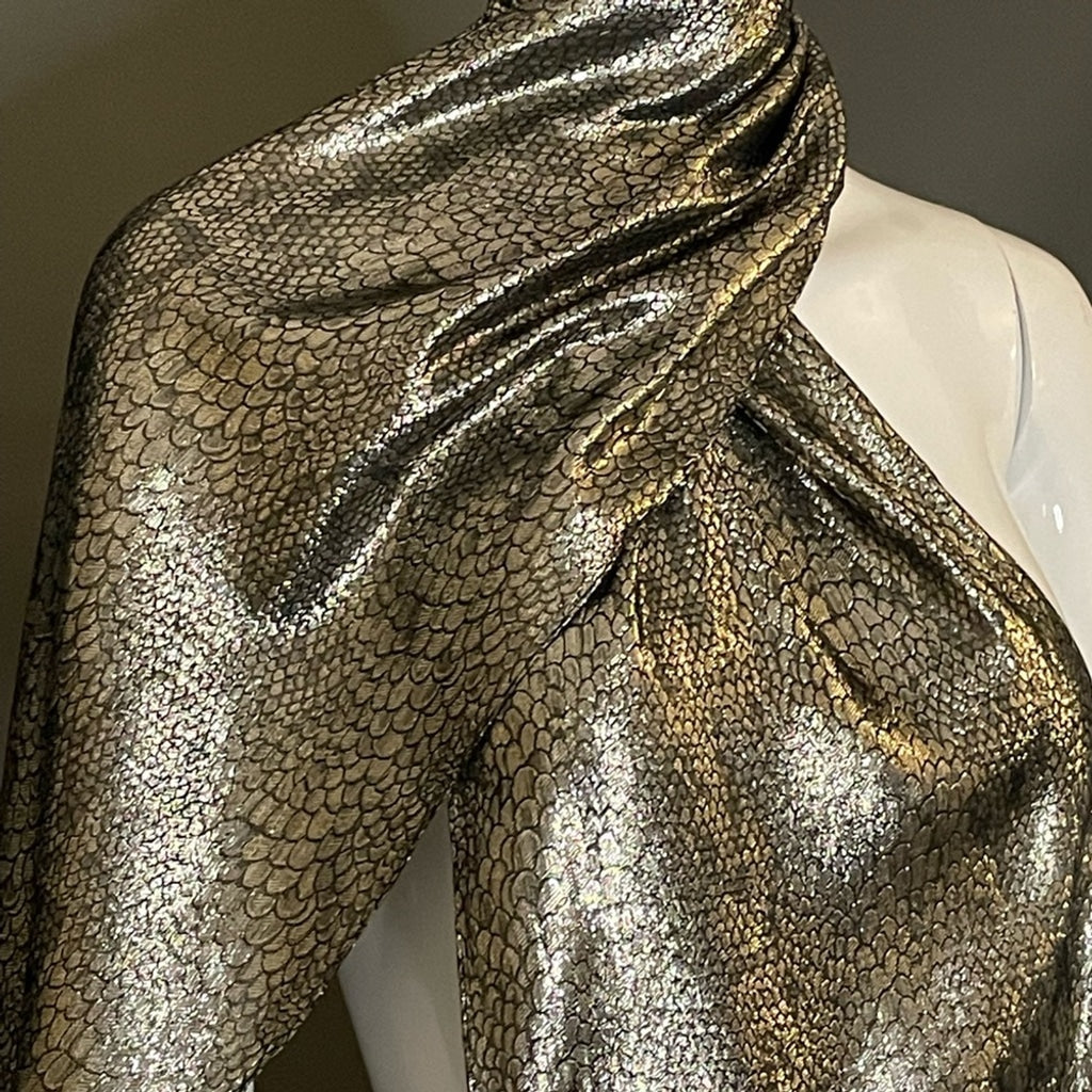 Gorg Vintage Metallic Snakeskin Scarf 10 In by 60 In Excellent Condition