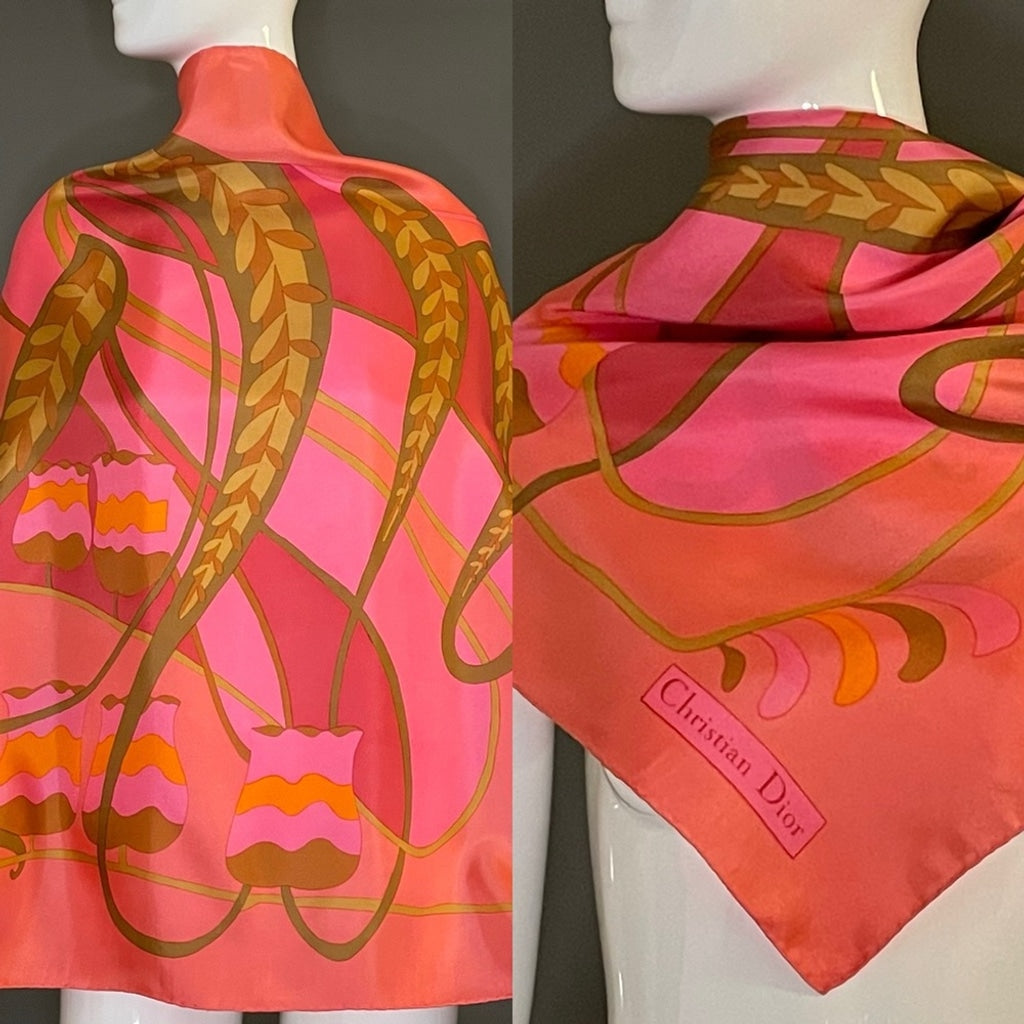 Gorg Vintage Christian Dior Silk Scarf 32 In Sq Excellent Condition