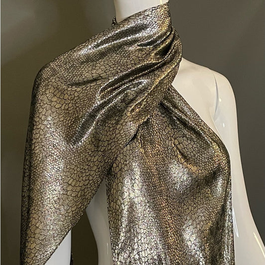 Gorg Vintage Metallic Snakeskin Scarf 10 In by 60 In Excellent Condition